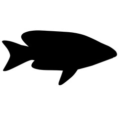 Fish silhouette vector. Tropical fish silhouette can be used as icon, symbol or sign. Freshwater fish icon for design related to animal, wildlife or underwater