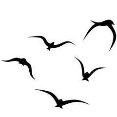 Birds flock silhouette vector. Birds flock silhouette can be used as icon, symbol or sign. Birds flock icon for design related to animal, wildlife or landscape