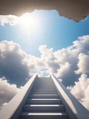 Looking up above stairs to heaven. AI generated illustration