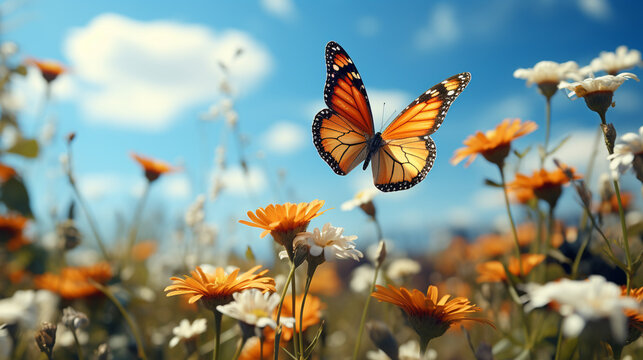 butterfly on a flower HD 8K wallpaper Stock Photographic Image 