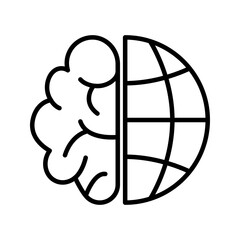 brain with globe icon vector