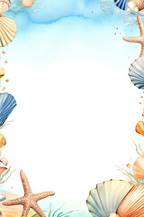 A frame with colorful starfishes and corals design for a notebook background and writing