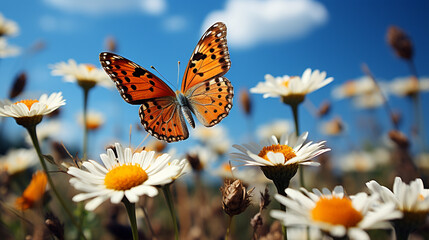 Obraz premium butterfly on flower HD 8K wallpaper Stock Photographic Image 