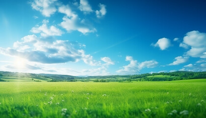 green field and blue sky generating by AI technology