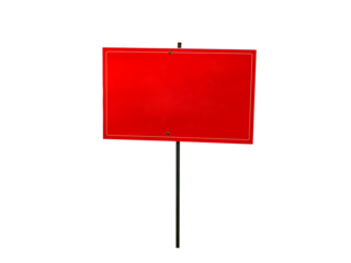 Red warning park sign isolated on background. Red sign in the park. Isolated image. Blank for mockup. Paste into template. Background image. Free space for text.