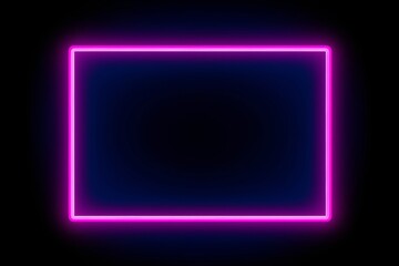 Square rectangle picture frame with two tone neon color motion graphic on isolated black background. Blue and pink light moving for overlay element. 3D illustration. Empty copy space, Generative AI - obrazy, fototapety, plakaty