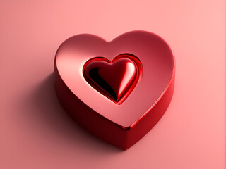 Red heart on a pink background. 3D rendering. Valentine's Day.IA generativa