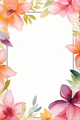 Fototapeta na wymiar A frame with colorful flowers design for notebook background and writing