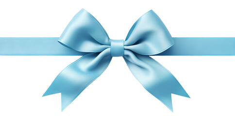 Blue ribbon and bow, cut out - obrazy, fototapety, plakaty