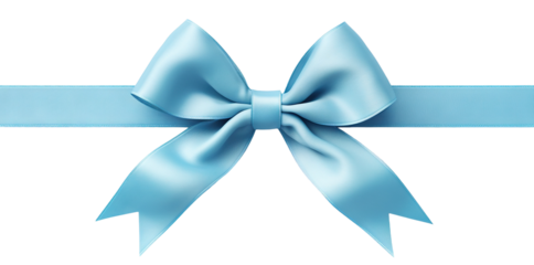 Blue ribbon and bow, cut out