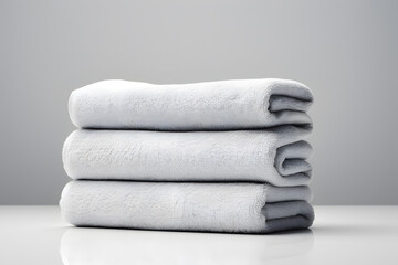 Bathroom white cotton towels - obrazy, fototapety, plakaty