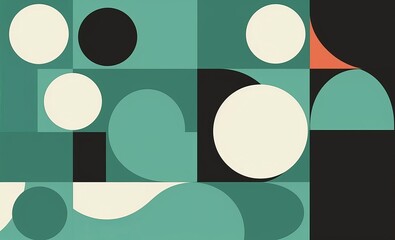 Geometric pattern background. Simple minimal cutout circle square shape bauhaus abstract swiss banner design.  art, Generative AI