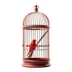 Lifelike Bird Cage On Transparent background