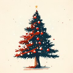 Christmas tree in modern retro style