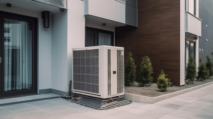 Air-source heat pump. AI Generated