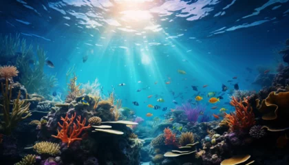 Foto op Plexiglas anti-reflex coral reef with fish generating by AI technology © Muhammad
