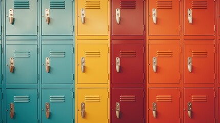 Generative AI, Row of high school lockers in the hallway, locker room	

