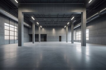Empty industrial unoccupied space interior