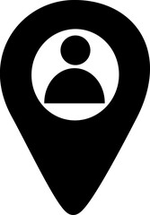 Location Pin vector icon. Map marker with silhouette of a person, map pin icon, GPS location symbol. Replaceable vector design.