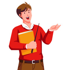 Happy teachers day with male teacher carrying books