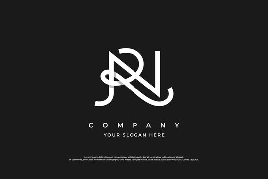 Initial Letter RN Logo or NR Monogram Design Vector