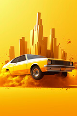 yellow car in the city, generative ai