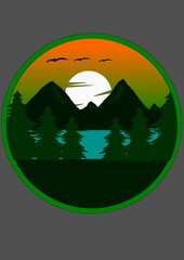 landscape with moon and mountains