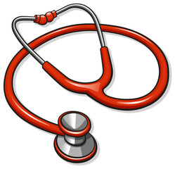red doctor stethoscope drawing isolated - obrazy, fototapety, plakaty