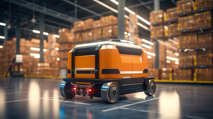 Autonomous Robotic transportation or Automated guided vehicle systems(AGV) operating transfer box in automated warehouses.