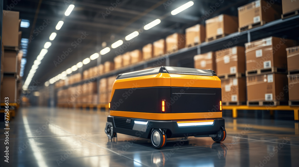Poster autonomous robotic transportation or automated guided vehicle systems(agv) operating transfer box in