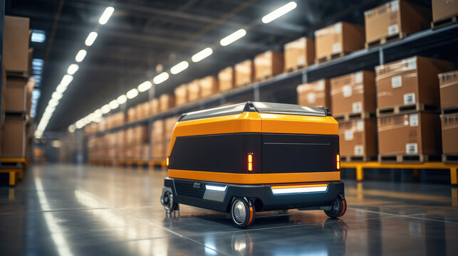 Autonomous Robotic transportation or Automated guided vehicle systems(AGV) operating transfer box in automated warehouses.