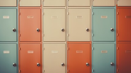 Generative AI, Row of high school lockers in the hallway, locker room..