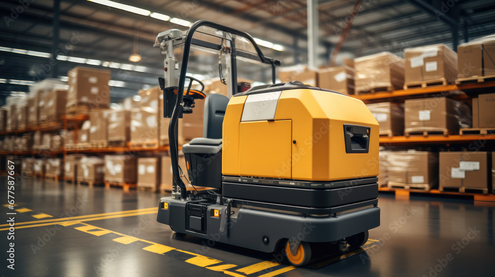 Aufkleber Forklift AVG efficiently sorting hundreds of parcels per hour automated guided vehicle.