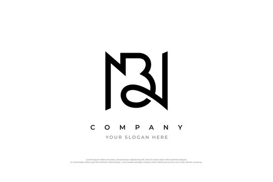 Initial Letter NB or BN Logo Design Vector