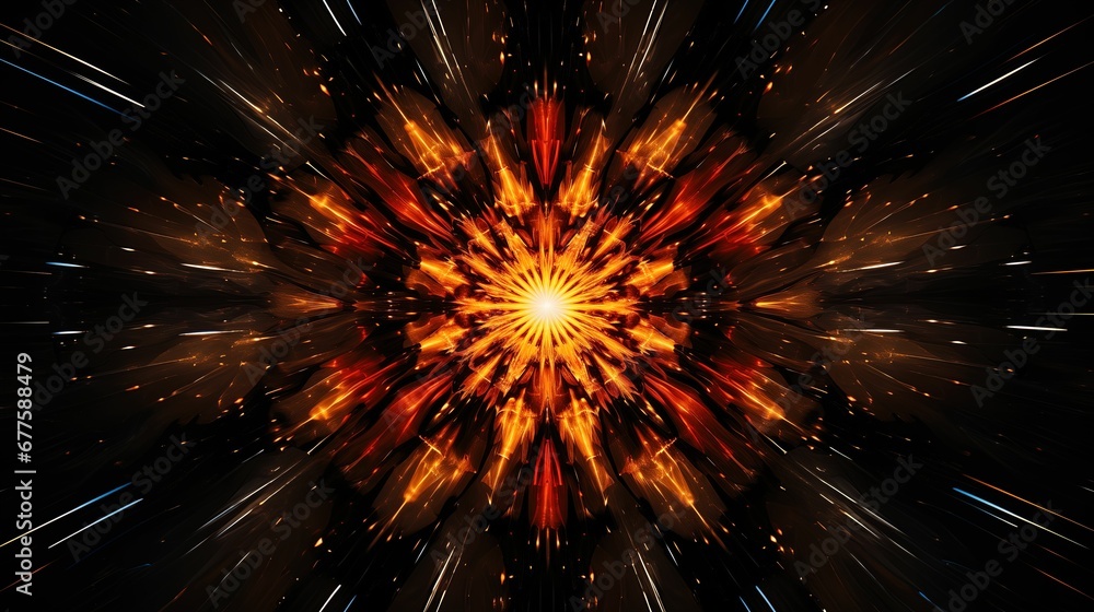 Wall mural explosion of light. abstract fractal. fractal art background for creative design. print for clothes,