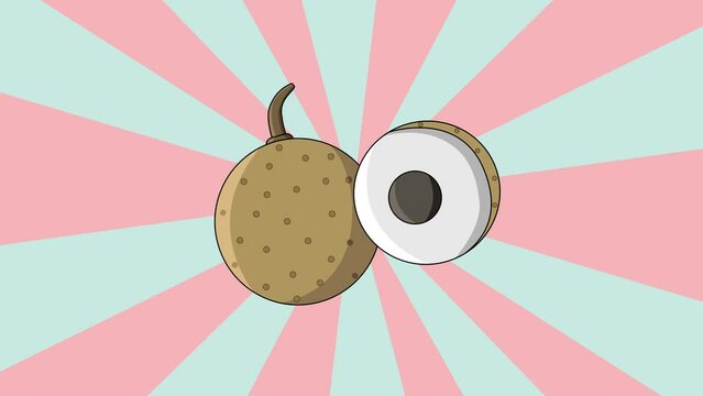 Animated longan fruit icon with a rotating background