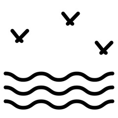 wave with flying bird glyph