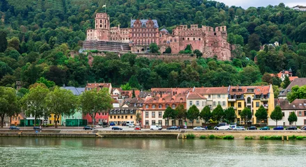 Fotobehang Landmarks and beautiful towns of Germany - medieval historc Heidelberg , panoraic view with Karl Theodor bridge and castle. © Freesurf