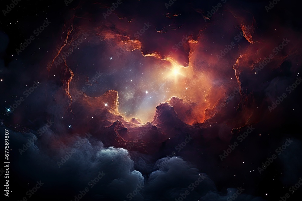 Wall mural endless universe with stars and galaxies in outer space. cosmos art.