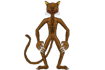 cat, wild cat, strange cat ,drawing, cat standing, fierce cat
