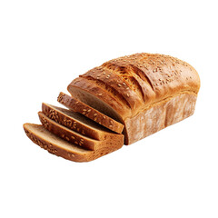 Delicious whole grain bread isolated on transparent background