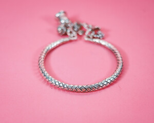 Hmong silver jewelry on black background, Handmade silver accessories