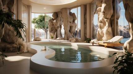 A very luxurious spa with a natural pool.