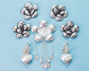 Beautiful luxury vintage handmade silver jewelry acessories, Craftsmanship silver product by silversmith