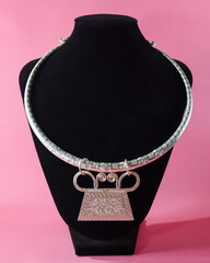Hmong silver jewelry on black background, Handmade silver accessories