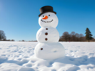 Obraz premium Snowman on a sunny day in the park