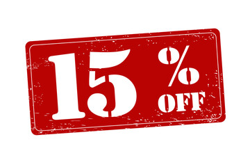 15 percent off discount - shopping deal rubber stamp. PNG stamp illustration. Transparent PNG illustration.