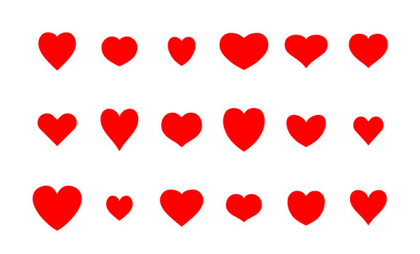 Red heart shape symbol set. Icon set of PNG hearts. Transparent PNG illustration.