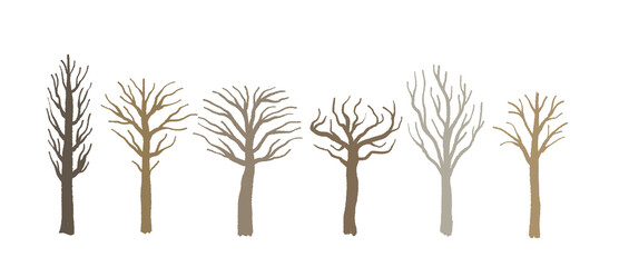 Fototapeta premium Bare tree shape set - PNG tree silhouette illustration collection. Transparent PNG illustration.