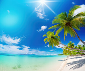 Fototapeta na wymiar Idyllic tropical beach, bright day